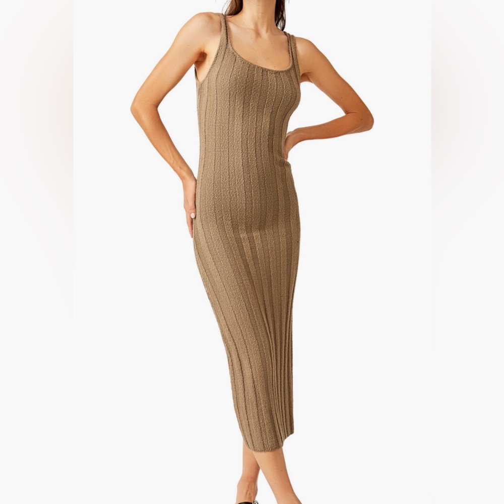 Free People Tan Knit Midi Dress